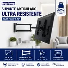 Suporte TV Articulado Brasforma Braço Longo 23 a 70 Polegadas LED LCD Smart Universal