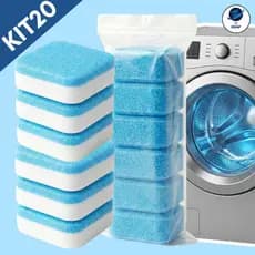 Kit 20 Pastilhas Limpa Máquina de Lavar Higienização Profunda Tambor