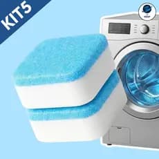 Kit 5 Pastilhas Limpa Máquina de Lavar Roupa Higienização Profunda Tira Limo
