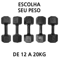 Halter Pintado 12 a 20kg Peso de Academia Dumbbell Sextavado Para Treino Em Casa Musculação