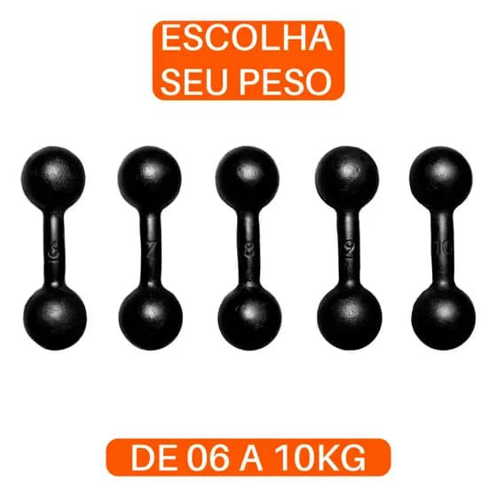 Halter Bola Pintado 6 a 10kg Treino Musculação Peso Livre Funcional Academia