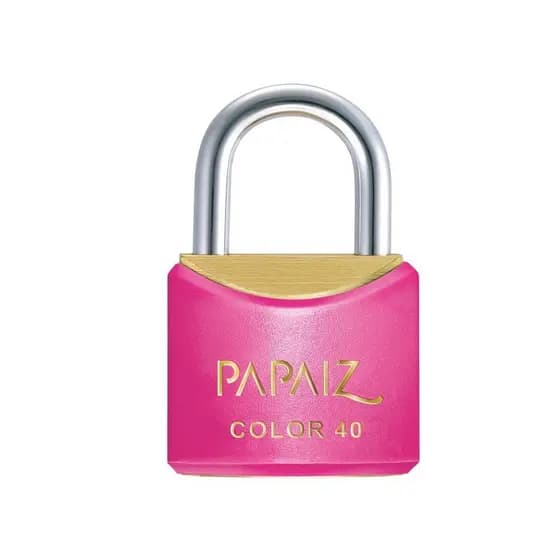 Cadeado com Chave CR40 Latão Rosa Colorido Papaiz