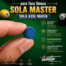 2 Solas Master Azul para Taco Sinuca/Ponteira p/ Sinuca / Sola Média Macía (SLM-01)
