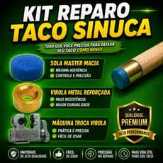 Kit Reparo para Taco Sinuca/ Máquina Troca de Virola/Ponteira Sola para Taco Sinuca/Bilhar