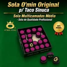 2 Solas O'min Original laminada para Taco Sinuca/Ponteira Sola Média Multicamadas (OMN-00)