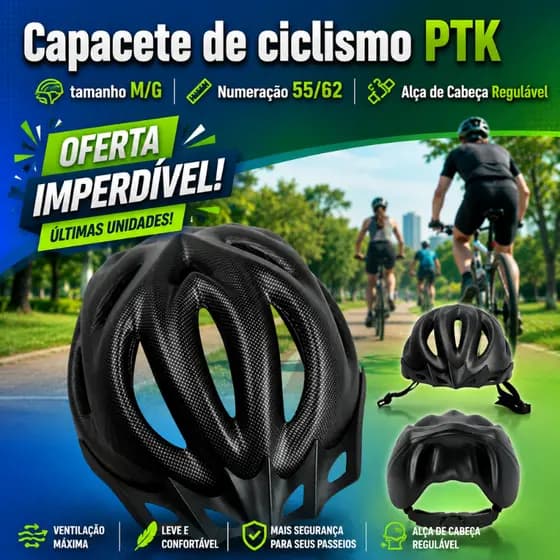 Capacete Ciclismo PTK Podium/Capacete bike/Capacete bicicleta/Cor Escuro Tam M (CPC-01)