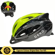 Capacete Deko Original/Capacete bike/Capacete bicicleta/Capacete MTB/Preto/Verde Tam M/G (CDK-01)