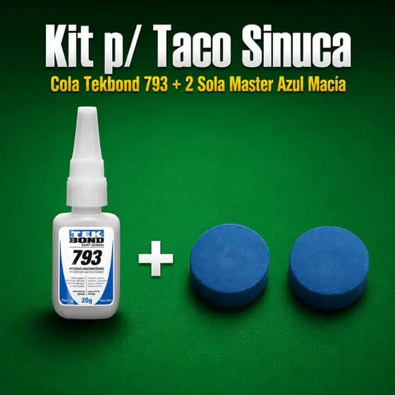 Kit Reparo Sola + Cola/Reparo Taco Sinuca/Ponta de Taco/Sola Master + Cola Tek bond 793 (SNC-00)