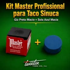 Giz Master Preto Extra Macio + Sola Master P/ Taco de Sinuca/Ponteira Média Macia/Sinuca (SGP-01)