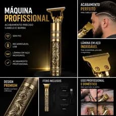 Maquina Maquininha De Cortar Cabelo Barbeador Eletrico Aparador De Pelos Acabamento Dragão Buda Profissional Kamufla