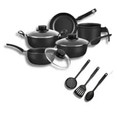 Kit de Panelas Antiaderente 8 Peças + Talheres Teflon com 5 Camadas Elegância, Praticidade e desempenho na Cozinha