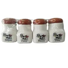Kit 4 Porta Tempero em Porcelana Com Tampa Personalizado