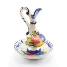 JARRA COM BACIA EM PORCELANA PINDADO A MÂO ESMALTADO