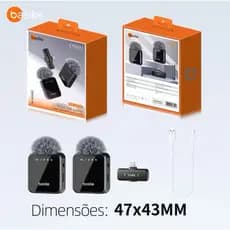 Microfone Lapela Sem Fio para iPhone Lightning Duplo Basike com Redução de Ruído para Vídeos, Lives e Gravações
