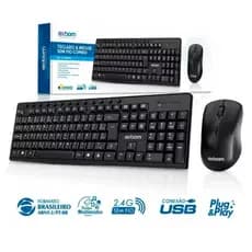 Kit Teclado e Mouse Sem Fio Exbom BK-S1000X Wireless 2.4GHz USB para PC e Notebook