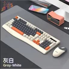 Teclado Gamer Mecânico Rapoo Retro Branco Cinza Laranja USB para PC Gamer Alta Performance