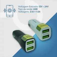 Carregador Veicular Turbo 4.1A USB Duplo Carga Rápida Universal para Carro e Caminhão ônibus pino carregador celular