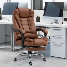 Cadeira De Escritorio Presidente Ergonomica Apoio Para Pés marrom