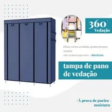 Guarda Roupa Portatil Organizador Dobravel 3 ou 2 Portas com Fechamento de Ziper - Três portas rosa