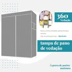 Guarda Roupa Portatil Organizador Dobravel 3 ou 2 Portas com Fechamento de Ziper - Azul