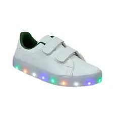 Tênis Infantil Masculino Led Casual Meninos Básico Estiloso Preto Branco Marinho
