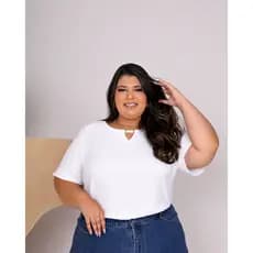 Blusa Crepe Dunas Feminina Manga Plus Size Cores lisas