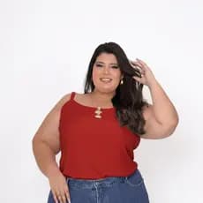 Blusa Feminina Basica Plus Size Regata alça Regulável Crepe Dunas Cores Lisa Com Duas Argolas