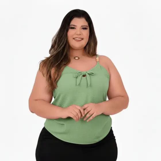 BLUSA REGATA CREPE DUNAS LISA LAÇO