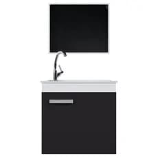 Gabinete Para Banheiro Bari 45 cm Branco C/Preto Completo
