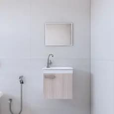 Gabinete Banheiro Bari 45 cm Branco C/Grigio Completo