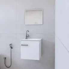 Gabinete Banheiro Bari 45 cm Branco Completo