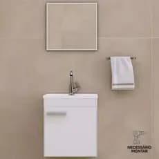 Conjunto de Armário para Banheiro Gabinete Bari Branco