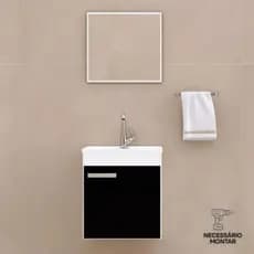Conjunto de Armário para Banheiro Gabinete Bari Black - Compacto, Barato e Elegante
