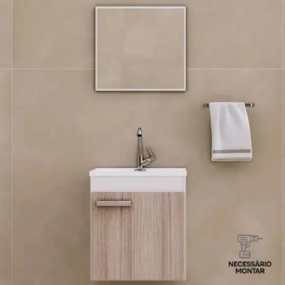 Conjunto de Armário para Banheiro Gabinete Bari Grigio