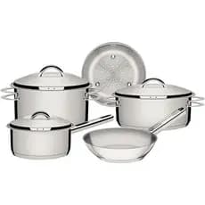 Jogo de Panelas Tramontina Solar em Aço Inox com Fundo Triplo e Tampas de Inox 5 Peças