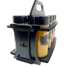 Porta Temperos Suporte Organizador Condimentos 08 Potes com pegador + ETIQUETAS