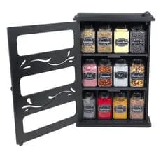 Organizador Porta Temperos Condimentos  Armarinho 12 Potes 170ml Mdf