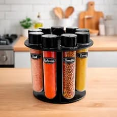 Porta Temperos Condimentos galheteiro 10 tubetes organizador e decoração cozinha mesa + adesivos