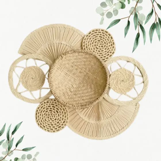 Decoração De Parede Boho Composição Cestos Palha Mate