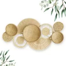 Decoração De Parede Boho Composição Cestos Palha Samambaia