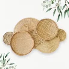 Kit Peneiras Palha Decoração Parede Boho Praia Campo