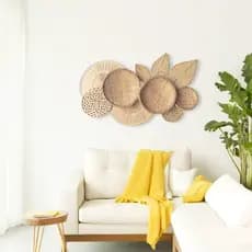 Kit Peneiras Palha Decoração Parede Boho Vintage Praia Campo Avenca