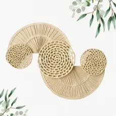 Decoração De Parede Boho Composição Cestos Palha Anturio