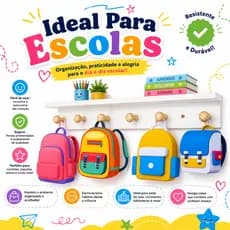 Organizador Suspenso Porta Roupas Bolsas 6 Penduradores Resistente + Prateleira Decorativaa 100% MDF Laminado