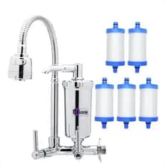 Torneira Gourmet de Parede com Filtro para Cozinha Flexível 360° 2 Modos de Jato Com 5 Refis