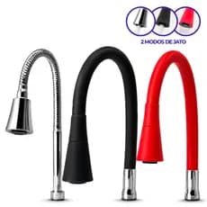 Tubo Flexível Bica Móvel Cone 3/4 para Torneira Reposição Preto Cromado Vermelho