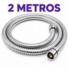 Mangueira Flexível Metal 2 Metros para Ducha Higiênica Chuveirinho Conexão 1/2