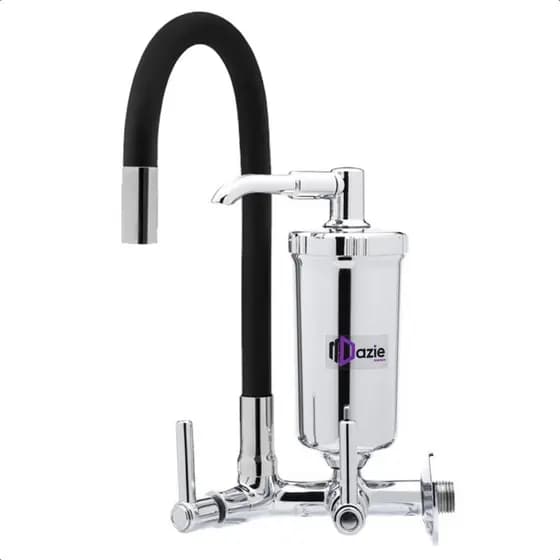 Torneira para Pia de Cozinha Emborrachada Preta Gourmet Abs Parede Bica Flexível Móvel 1/4 de Volta