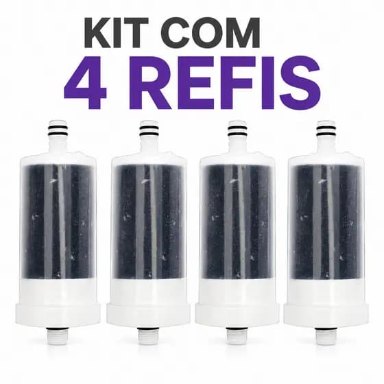 Kit 4 Velas Refil Universal com Carvão Ativado para Torneira com Filtro Pro Saúde Dazie Metais