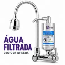 Torneira Gourmet Parede com Filtro Carbon Block Prata Coloidal Refil Blindado Jato Duplo 1/4 Volta Dazie Metais